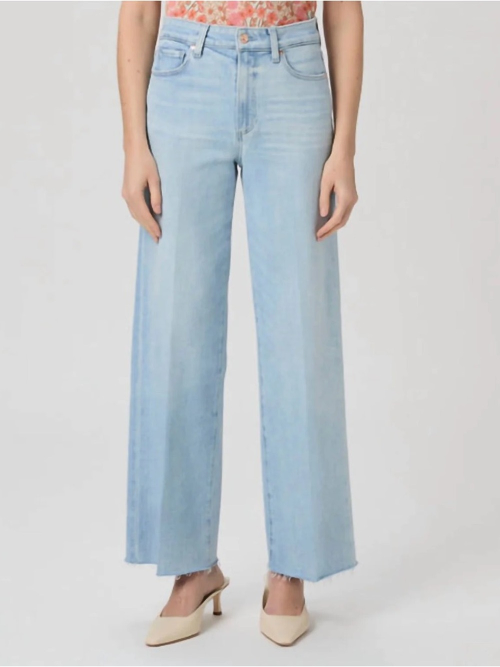 PAIGE Light Blue High-Rise Wide Leg Jeans